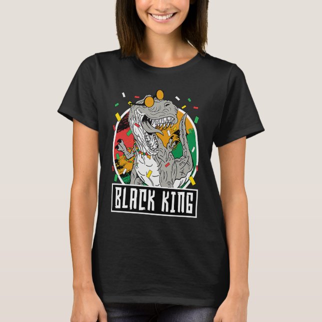 T-shirt Black History Month Rex Dinosaur Black King Dino B (Devant)