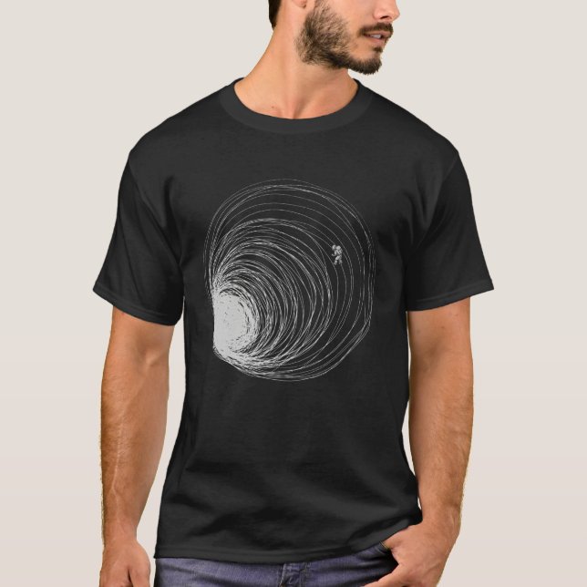 T-shirt Black Hole Astronaut Lost Space Illustration Unive (Devant)
