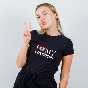 T-shirt Black I Love My Boyfriend Photo Heart