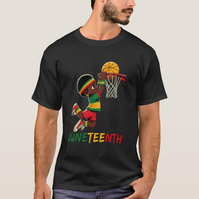 T-shirt Black King Dunking Un Basketball JunetDix Boys Ki (Devant)