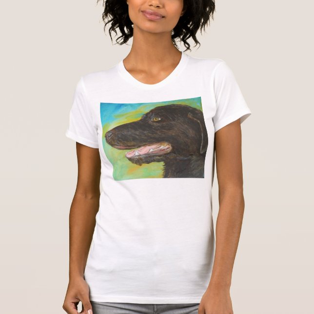 T-shirt Black Lab Chien Animal de Compagnie Portrait Peint (Devant)