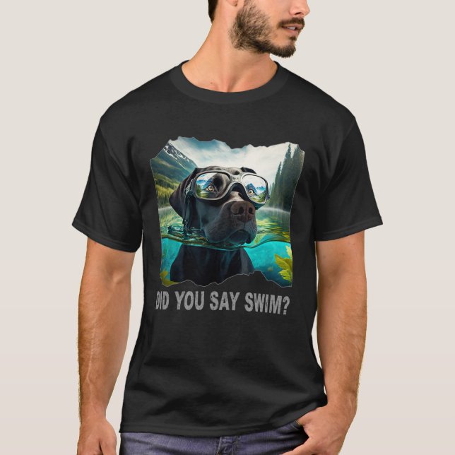 T-shirt Black Lab Did You Say Swim (Devant)