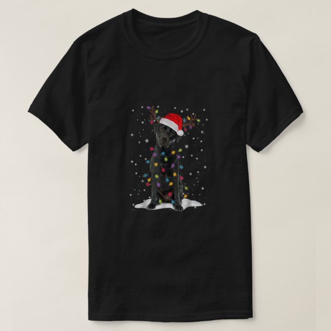 T-shirt Black Lab Labrador Christmas Tree Light Pyjama Chi (Design devant)
