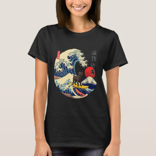 T-shirt Black Labrador Japonais Kanagawa Vague Surf Loyal 