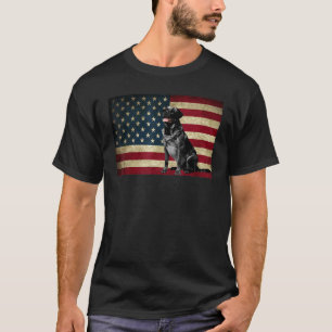 T-shirt Black Labrador récupératrice American Flag labra A