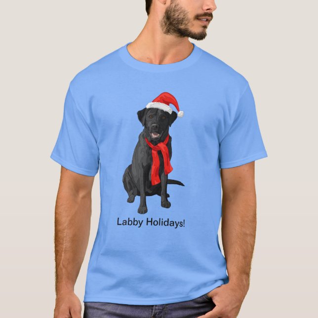 T-shirt Black Labrador Retriever Christmas Dog (Devant)