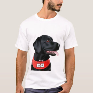 T-shirt Black Labrador Retriever portant un collier rouge