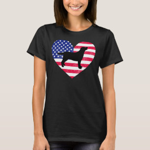 T-shirt Black Labrador Silhouette Et Coeur Américain