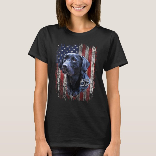 T-shirt Black Labrador USA Propriétaire du labo drapeau Ch (Devant)