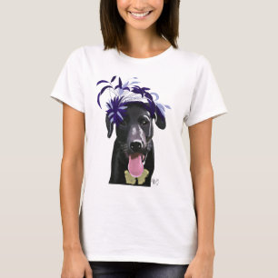 T-shirt Black Labrador With Blue Fascinator
