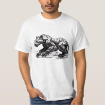 T - Shirt Black Leopard Design Angry Stalking
