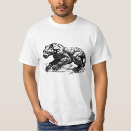 T - Shirt Black Leopard Design Angry Stalking