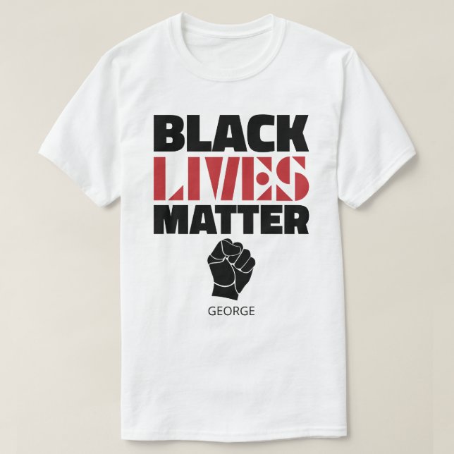 T-shirt Black Lives Matter Poing élevé Nom Personnalisé (Design devant)