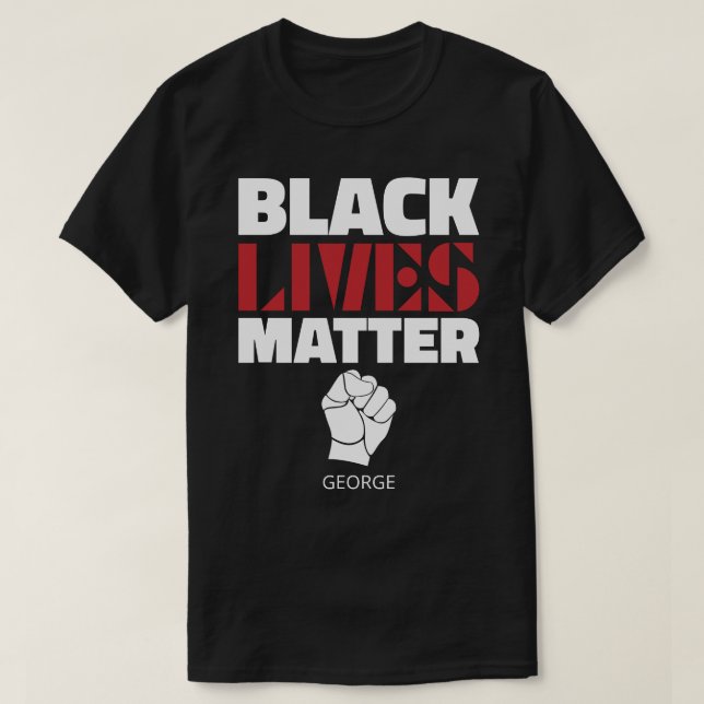 T-shirt Black Lives Matter Poing levé Nom personnalisé (Design devant)