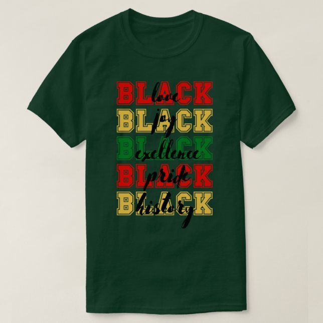 T-shirt Black love noir joie noire excellence noire (Design devant)