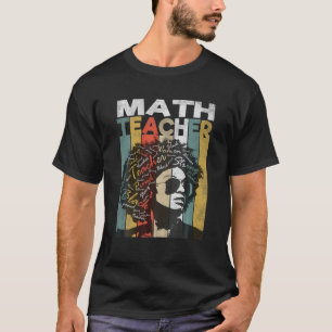 T-shirt Black Math Teacher Pride Femme noire Afro naturel