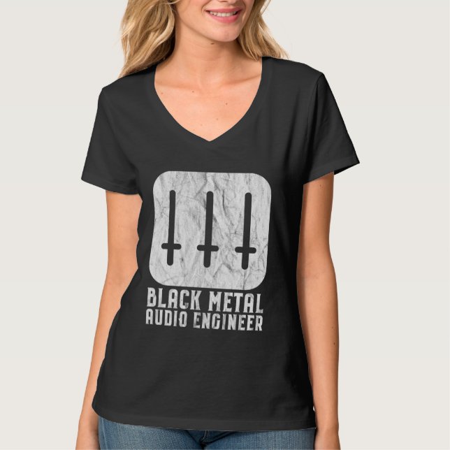 T-shirt Black Metal Audio Engineer Inverted Crosses Sound  (Devant)