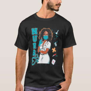 T-shirt Black Nurse Uniforme Visage Masque Afro Africain N