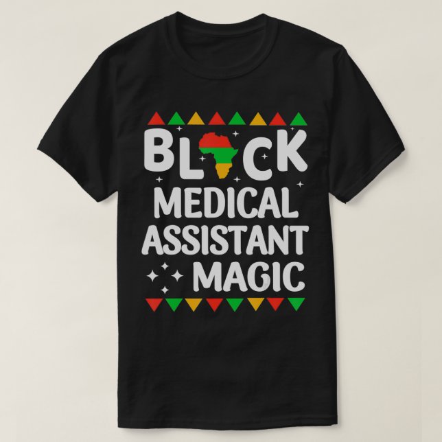 T-shirt Black Nurses Assistant Médicale Magie Black Histor (Design devant)