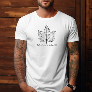 T-shirt Black On White Glorieux et libre Canadien