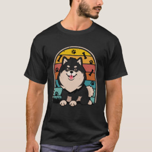 T-shirt Black Pomeranian Retro Pom Maman Chien Papa Pomera