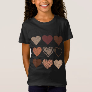 T-Shirt Black Pride Melanin Peau Tonalité Coeurs Histoire 