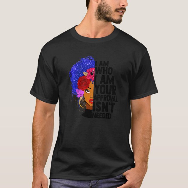 T-shirt Black Queen African American Ladies Curly Natural (Devant)