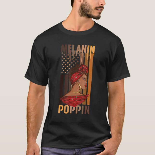 T-shirt Black Queen African History Melanin American Flag (Devant)