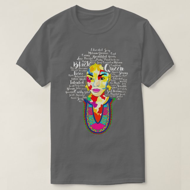 T-shirt Black Queen Chemise Black Histoire Mois Amer Afric (Design devant)