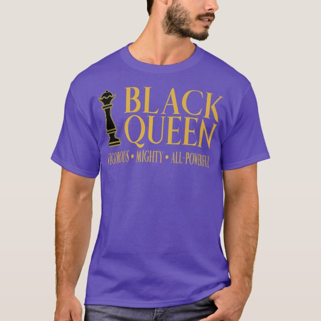 T-shirt Black Queen Chess Pièce or Africain Américain (Devant)