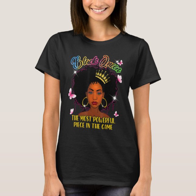 T-shirt Black Queen La Pièce La Plus Puissante Dans Le Jeu (Devant)