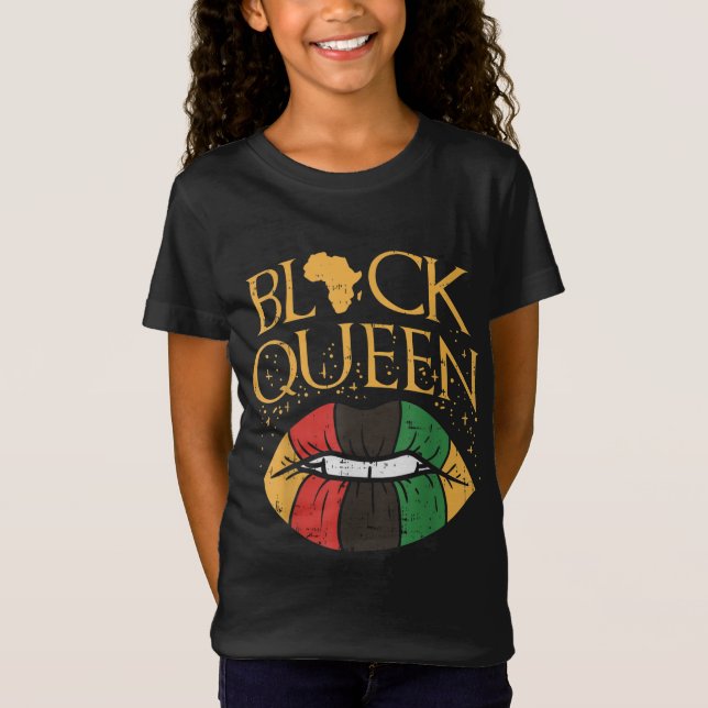 T-Shirt Black Queen Melanin Lèvres Afrique Fierté Histoire (Devant)