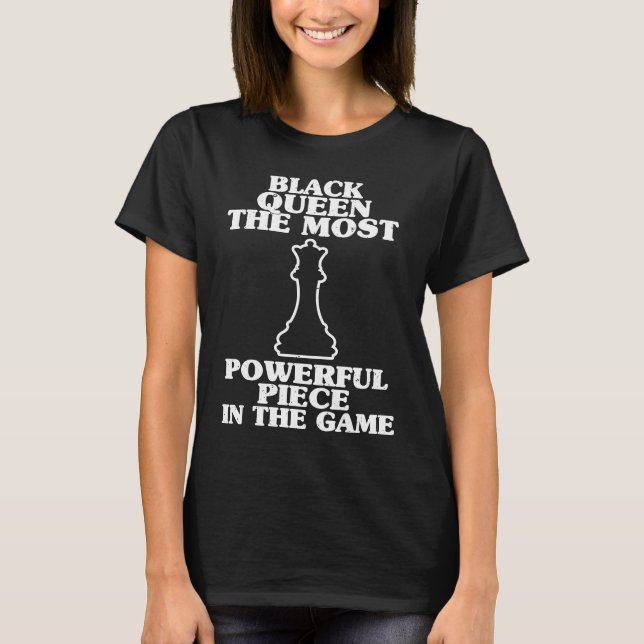 T-shirt Black Queen Most Powerful Chess African Women Blac (Devant)