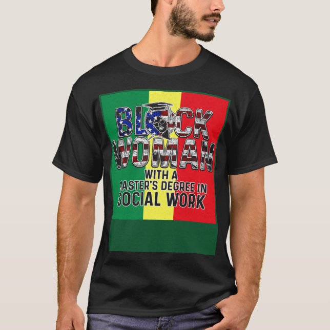 T-shirt Black Queen MSW Social Work Flag Masters Graduatio (Devant)