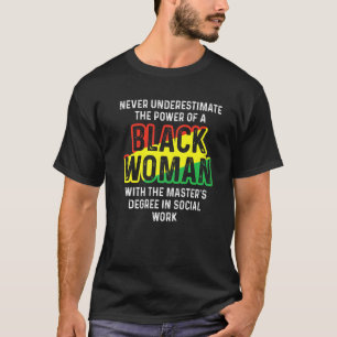 T-shirt Black Queen Msw Social Work Masters Graduation