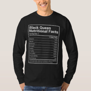T-shirt Black Queen Nutrition Facts Fière Histoire noire M