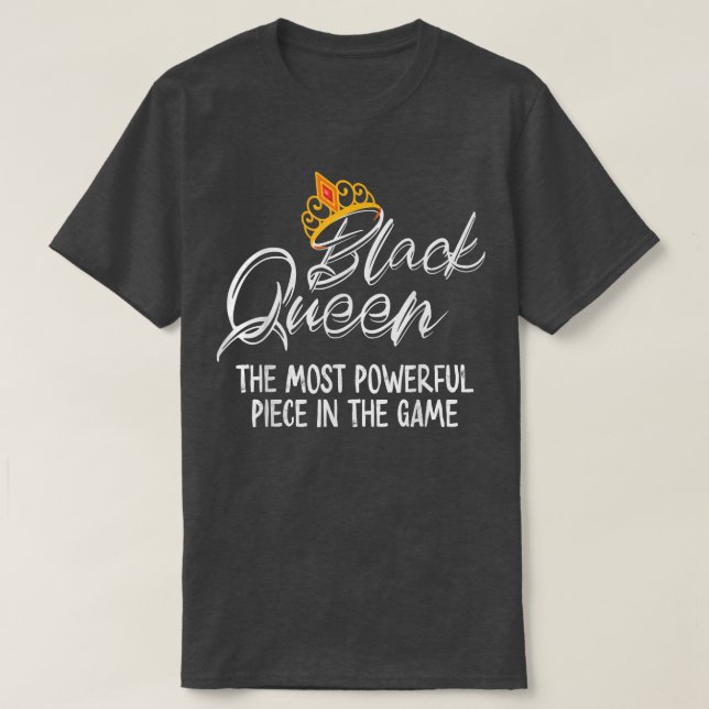 T-shirt Black Queen Powerful Chess History Educated Strong (Design devant)
