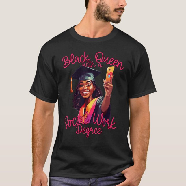 T-shirt Black Queen Social Work Degree Graduation 2023 MSW (Devant)