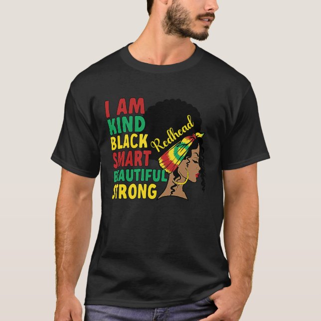 T-shirt Black Redhead African American Melanin Redhead Gin (Devant)