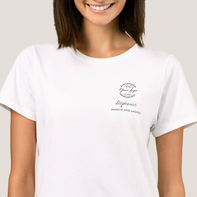 T-shirt Black Script Employee Name Business Logo Makeup (Créateur téléchargé)