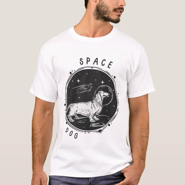 T-shirt Black Simple Illustrated Space Chien & Chien dans  (Devant)