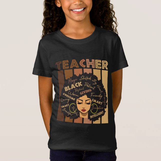 T-Shirt Black Smart Enseignant Afro Love Melanin African A (Devant)