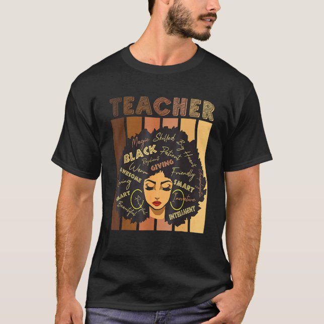 T-shirt Black Smart Enseignant Afro Love Melanin African A (Devant)