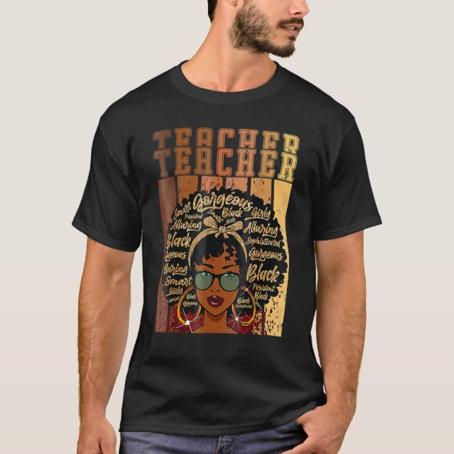 T-shirt Black Smart Enseignant Afro Love Melanin African A (Devant)
