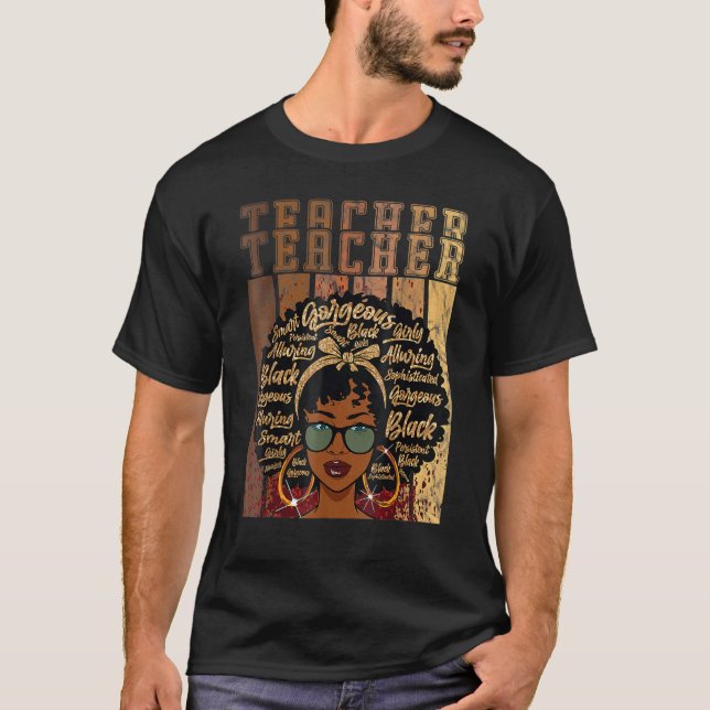 T-shirt Black Smart Enseignant Afro Love Melanin African A (Devant)