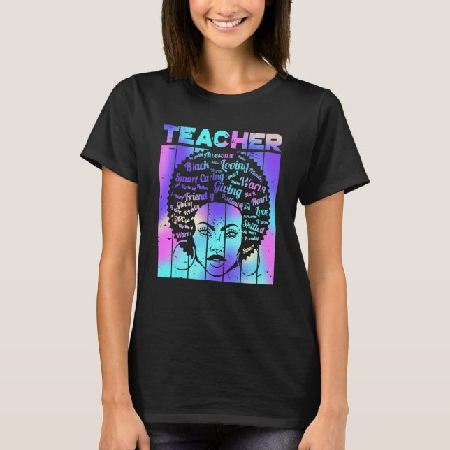 T-shirt Black Smart Teacher Afro Love Melanin African Amer (Devant)