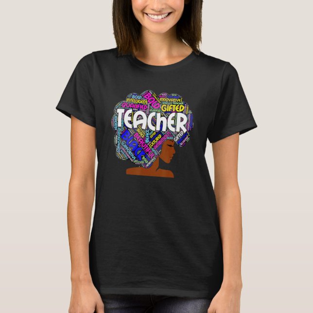 T-shirt Black Smart Teacher Afro Love Melanin African Amer (Devant)