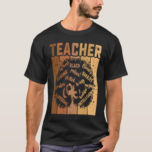 T-shirt Black Smart Teacher Afro Love Melanin African Amer (Devant)