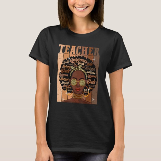 T-shirt Black Smart Teacher Afro Love Melanin African Amer (Devant)