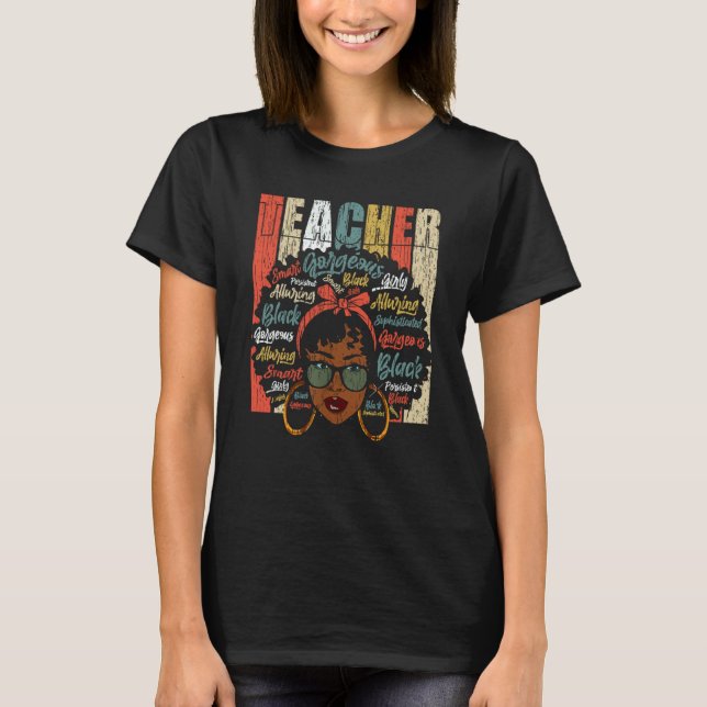 T-shirt Black Smart Teacher Afro Love Melanin African Amer (Devant)